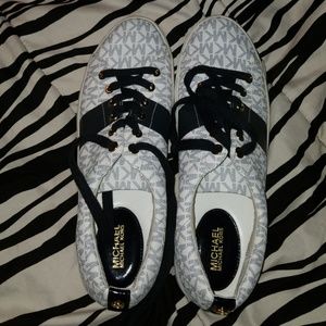 Used michael kors white and blue sneakers